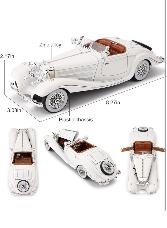 richtots Premium Die-Cast Zinc Alloy 1:24 Scale 1936 Merrc-Bennz Classic Large with 4 Openable Doors,Lights & Music & Working Steering【White】【Pack of 1】 (White) - Image 5
